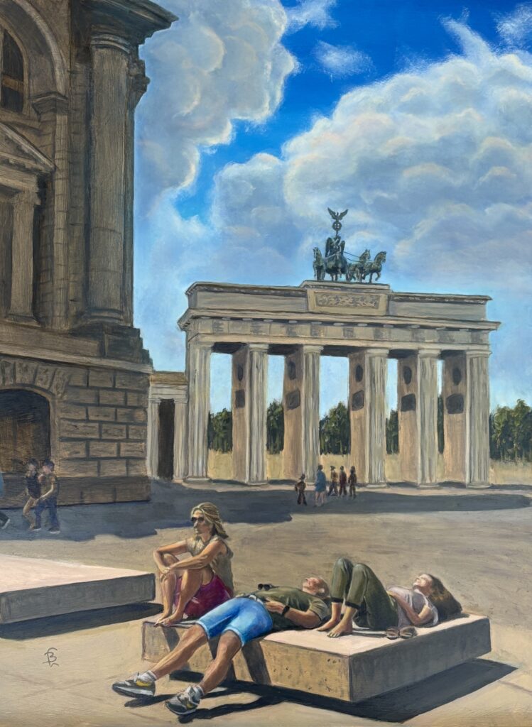 mensne die liggen te rusten bij Brandenburgertor en Bundestag door Laura Baten