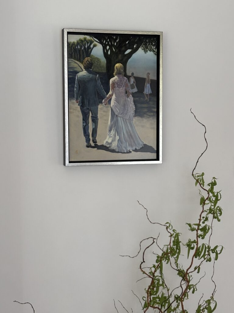 Kunstwerk aan de muur schilderij als huwelijkskado