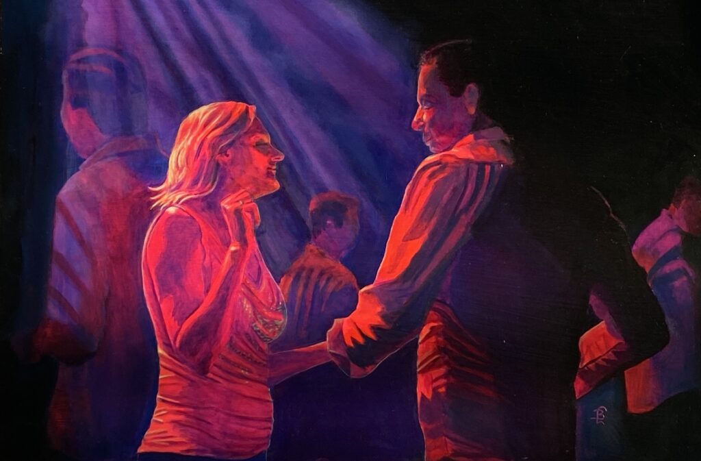 Dansende mensen geschilderd door Laura Baten