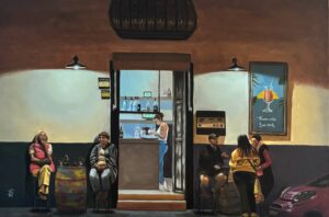 Tazacorte | Sunset spaans cafe schilderij